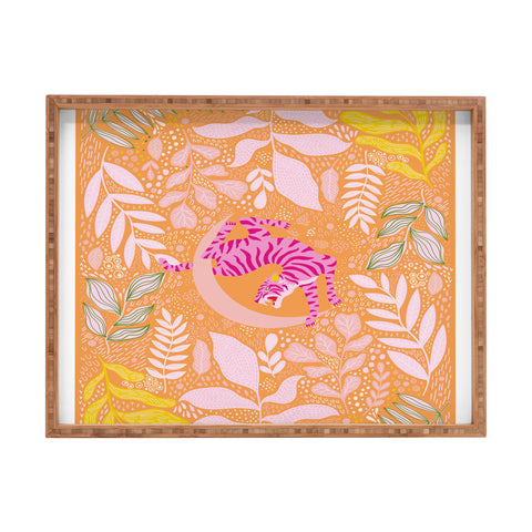 ThirtyOne Illustrations Tiger Moon in Tangerine Rectangular Tray