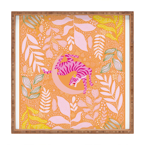 ThirtyOne Illustrations Tiger Moon in Tangerine Square Tray