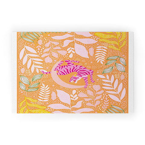ThirtyOne Illustrations Tiger Moon in Tangerine Welcome Mat