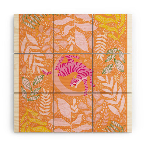 ThirtyOne Illustrations Tiger Moon in Tangerine Wood Wall Mural