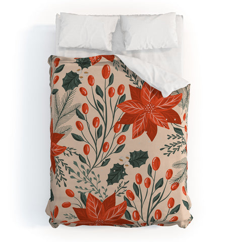 ThirtyOne Illustrations xmas poinsettia Duvet Cover