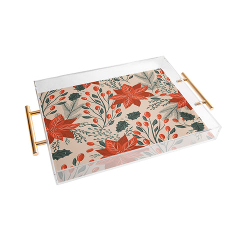 ThirtyOne Illustrations xmas poinsettia Acrylic Tray