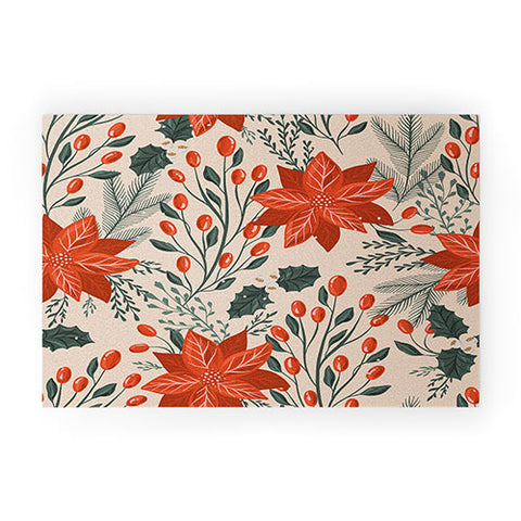 ThirtyOne Illustrations xmas poinsettia Welcome Mat