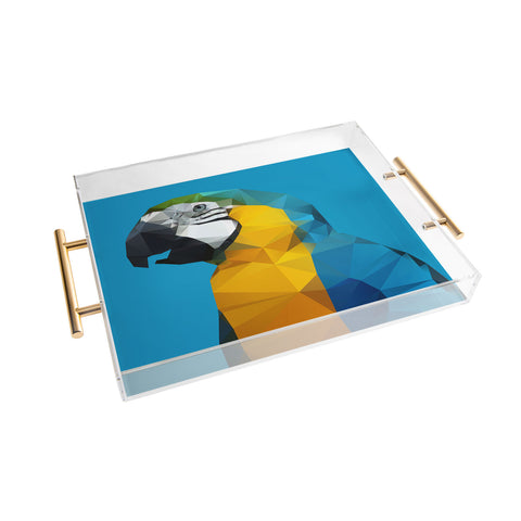 Three Of The Possessed Parrot Blue Acrylic Tray