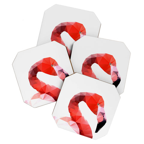 Three Of The Possessed Pink Flamingo Coaster Set