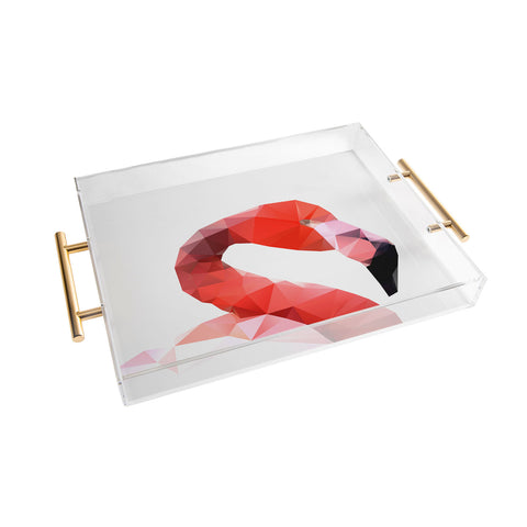 Three Of The Possessed Pink Flamingo Acrylic Tray