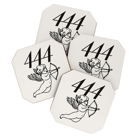 Tiger Spirit Angel Number 444 BW Coaster Set