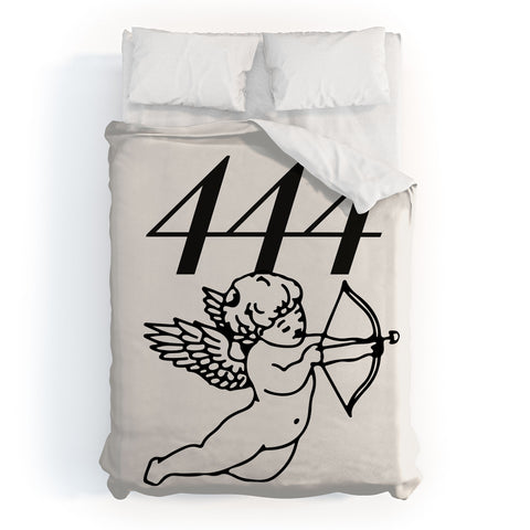 Tiger Spirit Angel Number 444 BW Duvet Cover