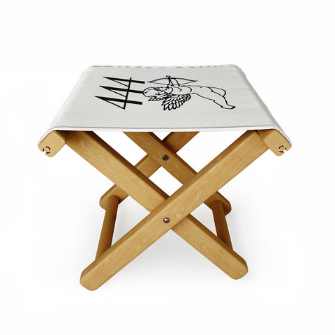 Tiger Spirit Angel Number 444 BW Folding Stool