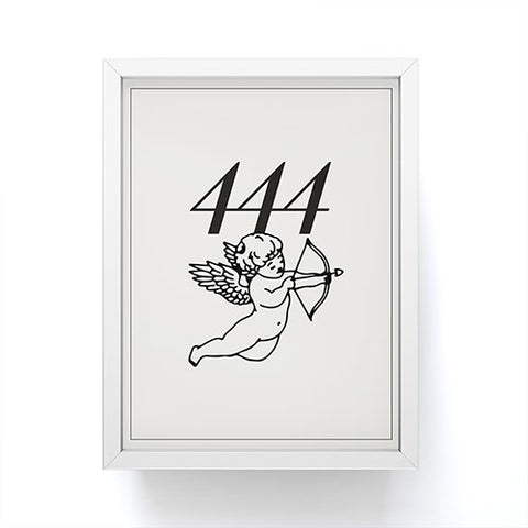 Tiger Spirit Angel Number 444 BW Framed Mini Art Print