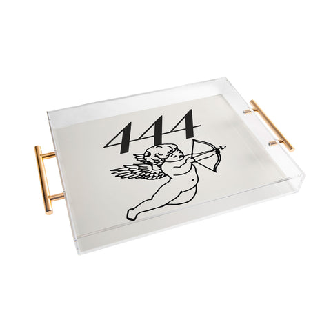 Tiger Spirit Angel Number 444 BW Acrylic Tray