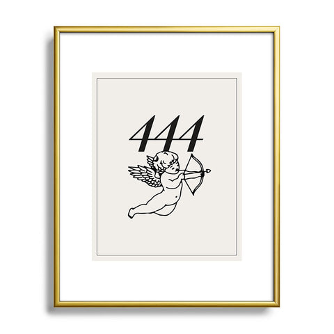 Tiger Spirit Angel Number 444 BW Metal Framed Art Print