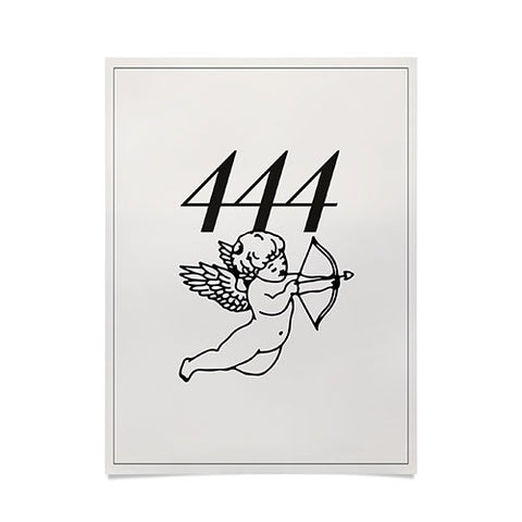 Tiger Spirit Angel Number 444 BW Poster