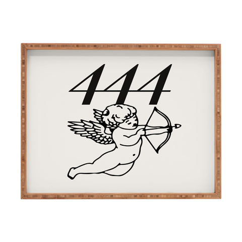 Tiger Spirit Angel Number 444 BW Rectangular Tray