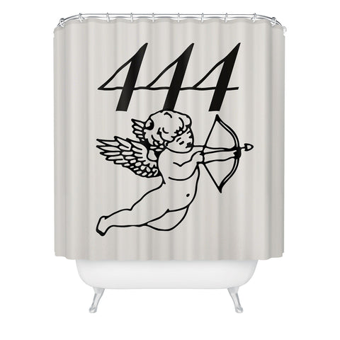 Tiger Spirit Angel Number 444 BW Shower Curtain