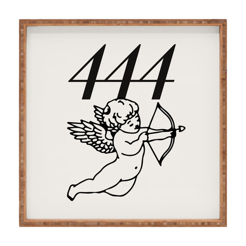 Tiger Spirit Angel Number 444 BW Square Tray