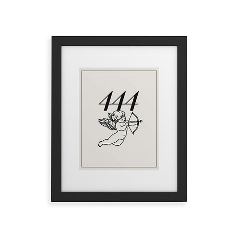 Tiger Spirit Angel Number 444 BW Framed Art Print