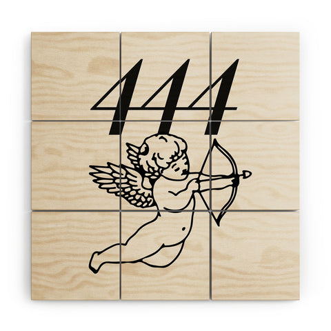 Tiger Spirit Angel Number 444 BW Wood Wall Mural