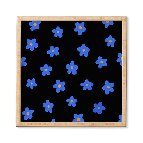 Tiger Spirit Blue and Orange Flowers Framed Wall Art