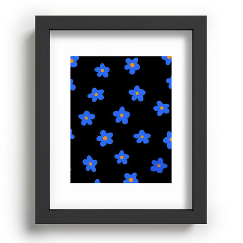 Tiger Spirit Blue and Orange Flowers Recessed Framing Rectangle