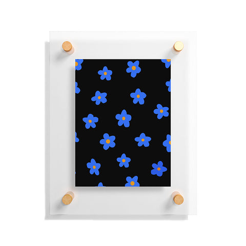 Tiger Spirit Blue and Orange Flowers Floating Acrylic Print