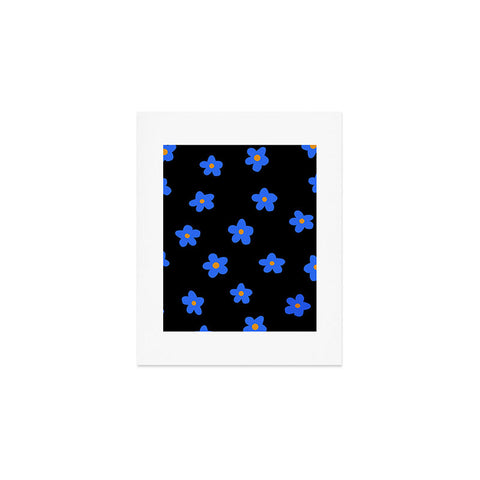 Tiger Spirit Blue and Orange Flowers Art Print