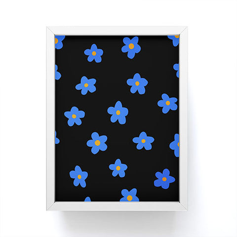 Tiger Spirit Blue and Orange Flowers Framed Mini Art Print