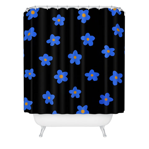Tiger Spirit Blue and Orange Flowers Shower Curtain