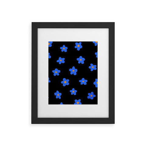 Tiger Spirit Blue and Orange Flowers Framed Art Print