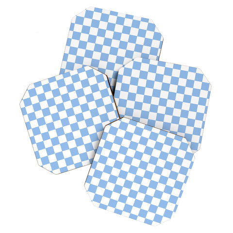 Tiger Spirit Checkerboard Light Blue Coaster Set