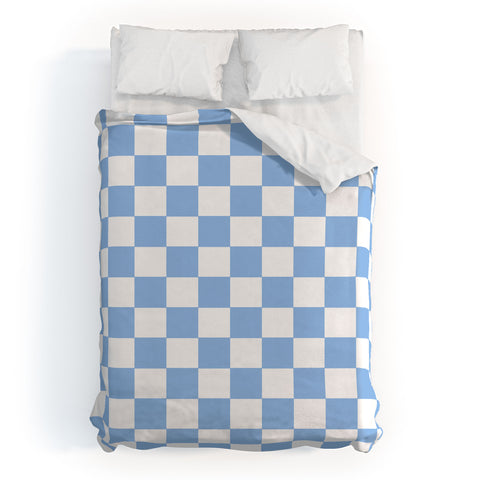 Tiger Spirit Checkerboard Light Blue Duvet Cover