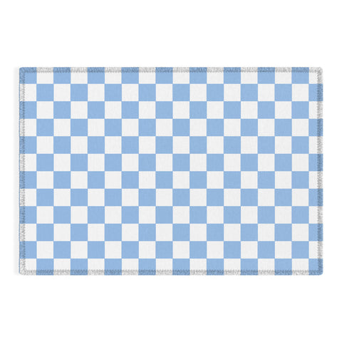 Tiger Spirit Checkerboard Light Blue Outdoor Rug