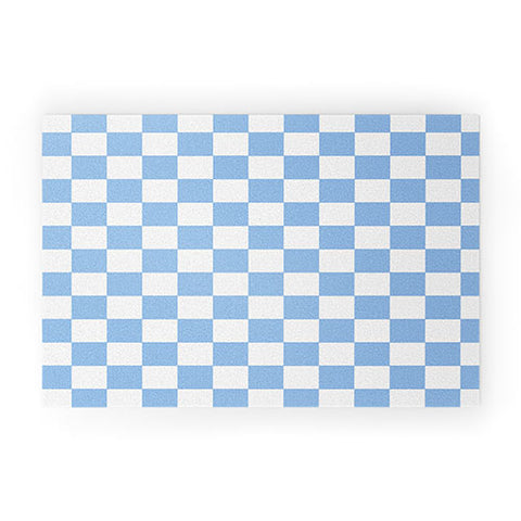 Tiger Spirit Checkerboard Light Blue Welcome Mat