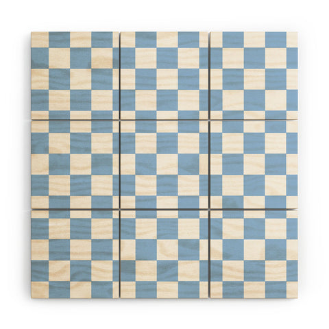 Tiger Spirit Checkerboard Light Blue Wood Wall Mural
