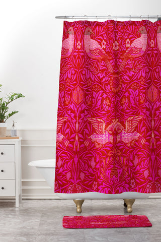 Tiger Spirit Indian Summer Rich Pink Shower Curtain And Mat