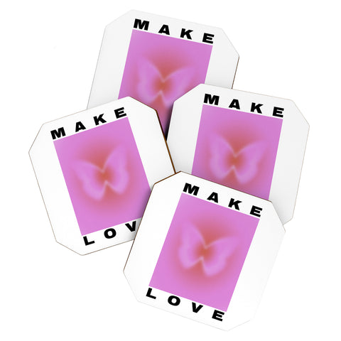 Tiger Spirit Make Love Art Print Coaster Set