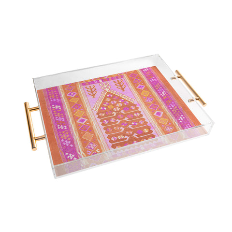 Tiger Spirit Persian Rug Orange and Pink Acrylic Tray