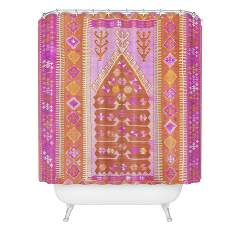 Tiger Spirit Persian Rug Orange and Pink Shower Curtain