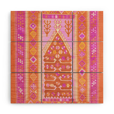 Tiger Spirit Persian Rug Orange and Pink Wood Wall Mural