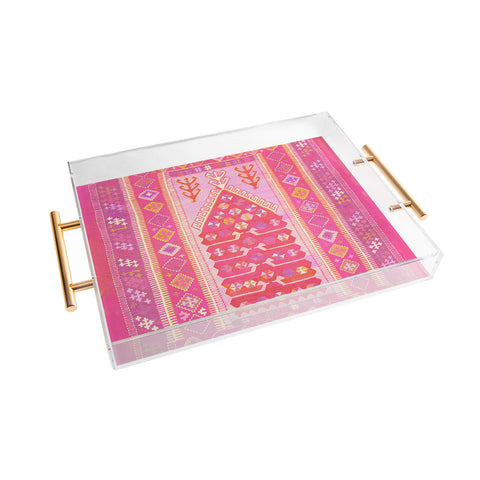 Tiger Spirit Persian Rug Shades of Pink Acrylic Tray