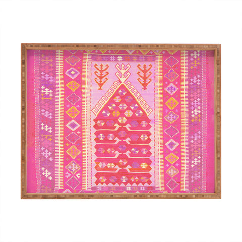 Tiger Spirit Persian Rug Shades of Pink Rectangular Tray