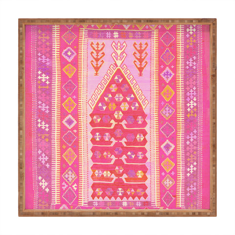 Tiger Spirit Persian Rug Shades of Pink Square Tray