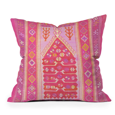 Tiger Spirit Persian Rug Shades of Pink Throw Pillow