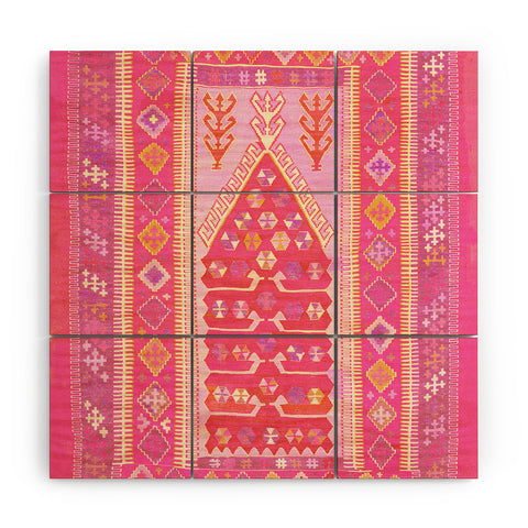 Tiger Spirit Persian Rug Shades of Pink Wood Wall Mural