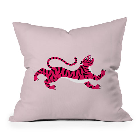 Tiger Spirit Pink Tiger Outdoor Throw Pillow