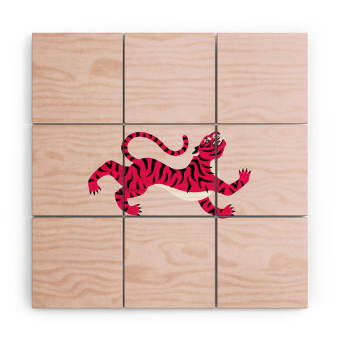 Tiger Spirit Pink Tiger Wood Wall Mural
