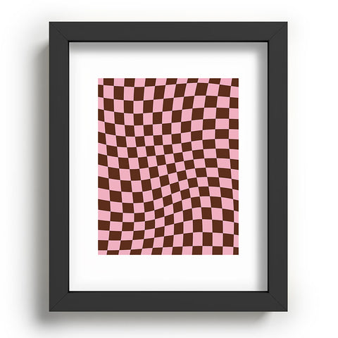 Tiger Spirit Retro Brown and Pink Checkerboard Recessed Framing Rectangle