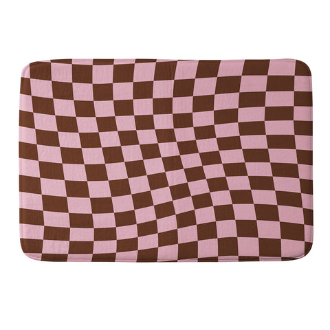 Tiger Spirit Retro Brown and Pink Checkerboard Memory Foam Bath Mat