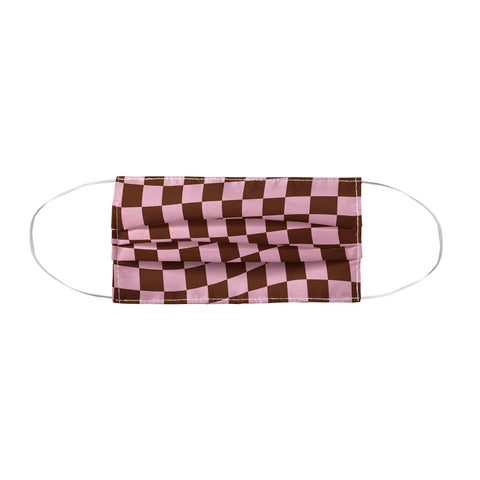Tiger Spirit Retro Brown and Pink Checkerboard Face Mask