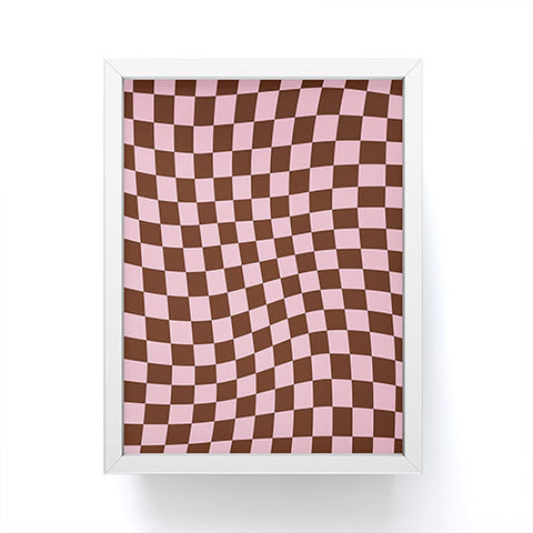 Tiger Spirit Retro Brown and Pink Checkerboard Framed Mini Art Print
